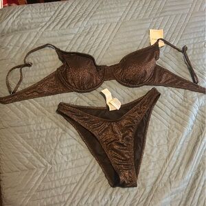 Forever 21 Shimmering Black with Gold Shimmers Bikini